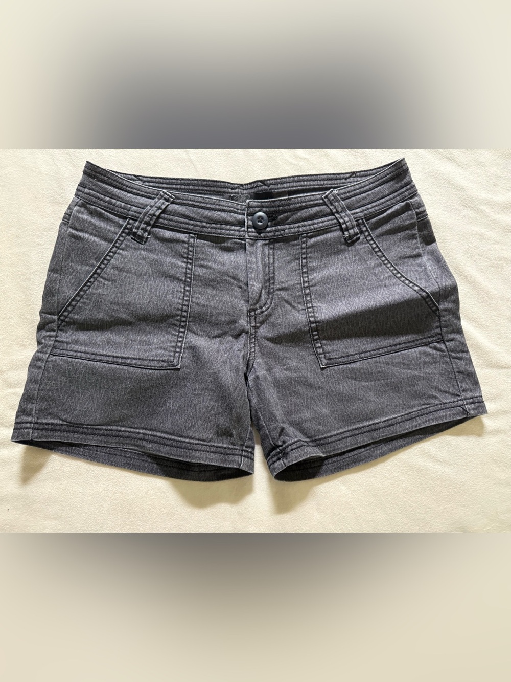 Prana Charcoal Gray Jean-Style Short with Front Patch Pockets